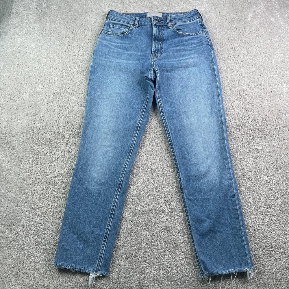Everlane Jeans Women 27 Blue Curvy Cheeky Ankle Raw Hem Mid Rise Stretch Denim‎